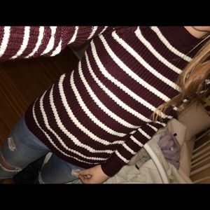 Maroon/ white striped sweater